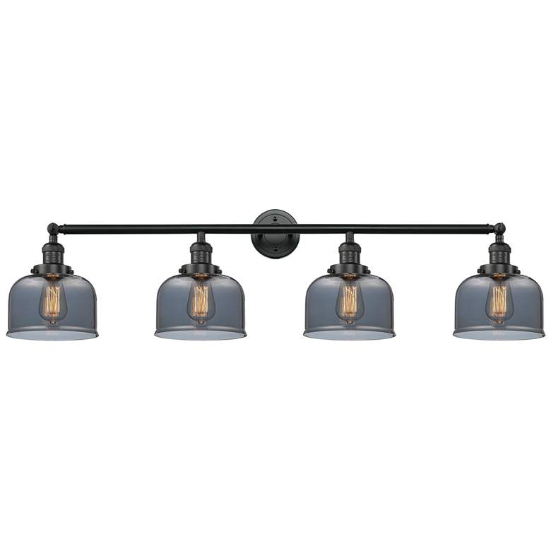 Image 1 Bell 4 Light 44" Bath Light - Matte Black - Plated Smoke Shade