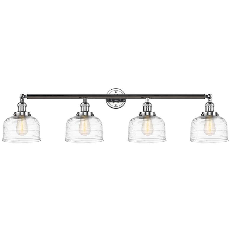 Image 1 Bell 4 Light 44" Bath Light - Polished Chrome - Clear Deco Swirl Shade