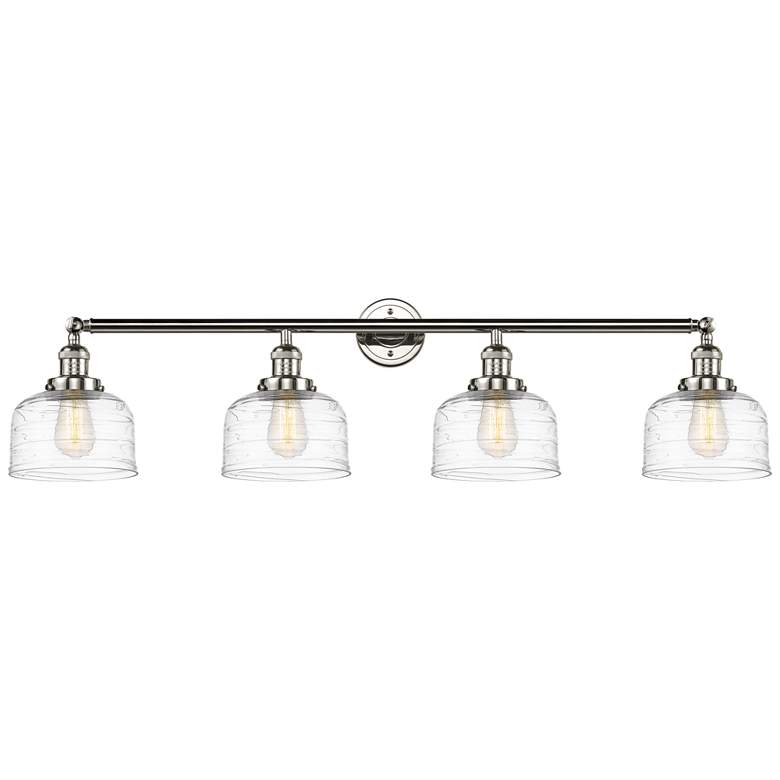 Image 1 Bell 4 Light 44" Bath Light - Polished Nickel - Clear Deco Swirl Shade