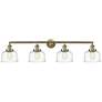 Bell 4 Light 44" LED Bath Light - Antique Brass - Clear Deco Swirl Sha