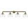Bell 4 Light 44" LED Bath Light - Antique Brass - Clear Deco Swirl Sha
