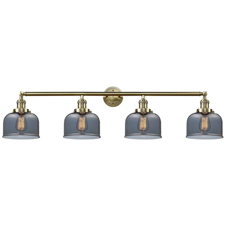 Image 1 Bell 4 Light 44" LED Bath Light - Antique Brass - Plated Smoke Shade