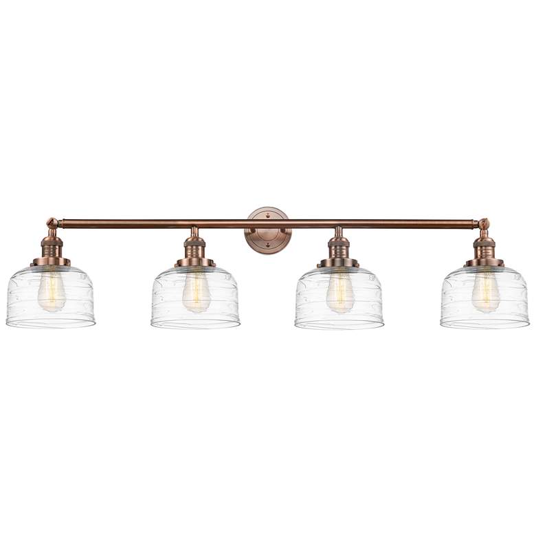 Image 1 Bell 4 Light 44" LED Bath Light - Antique Copper - Clear Deco Swirl Sh