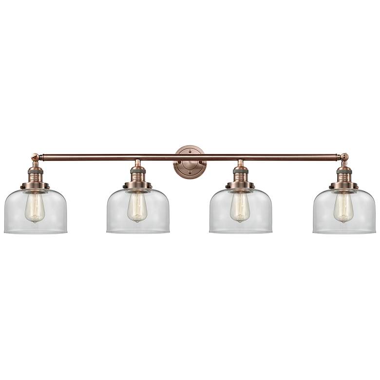 Image 1 Bell 4 Light 44" LED Bath Light - Antique Copper - Clear Shade
