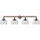 Bell 4 Light 44" LED Bath Light - Antique Copper - Seedy Shade