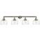 Bell 4 Light 44" LED Bath Light - Brushed Satin Nickel - Clear Deco Sw