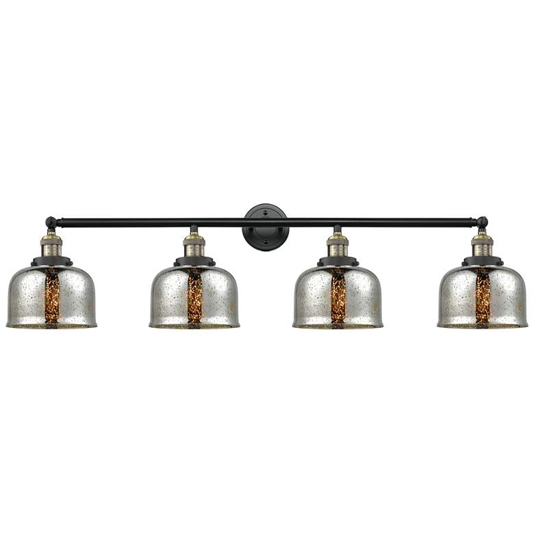 Image 1 Bell 4 Light 45" Bath Light - Black Brass - Silver Mercury Shade