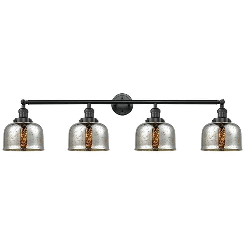 Image 1 Bell 4 Light 45" Bath Light - Matte Black - Silver Plated Mercury Shad