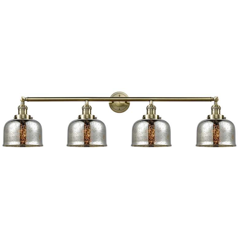 Image 1 Bell 4 Light 45" LED Bath Light - Antique Brass - Silver Mercury Shade