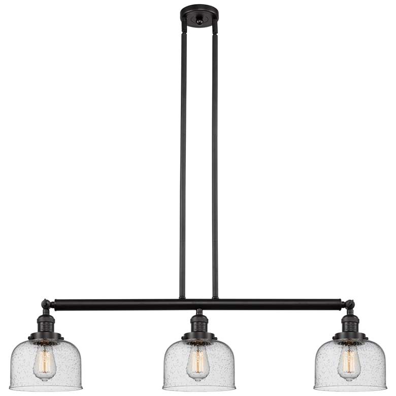 Image 1 Bell 40 1/2"W Bronze and Clear Glass 3-Light Island Pendant