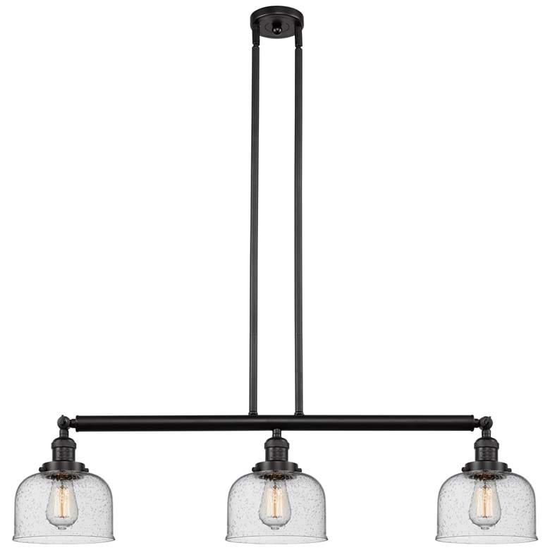 Image 1 Bell 40 1/2"W Bronze and Clear Glass 3-Light LED Island Pendant