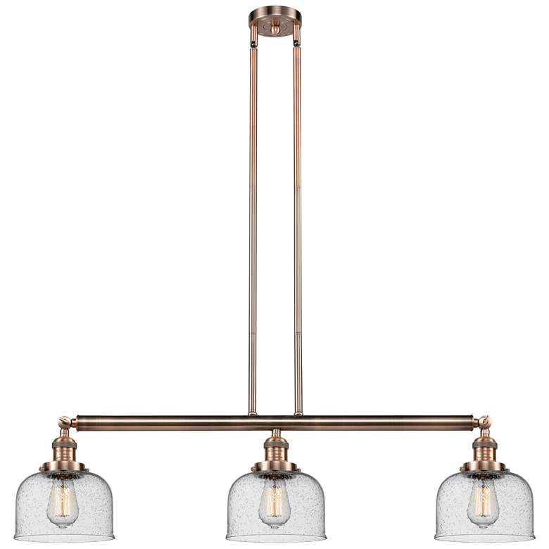 Image 1 Bell 41" 3-Light Antique Copper Stem Hung Island Light w/ Seedy Shade