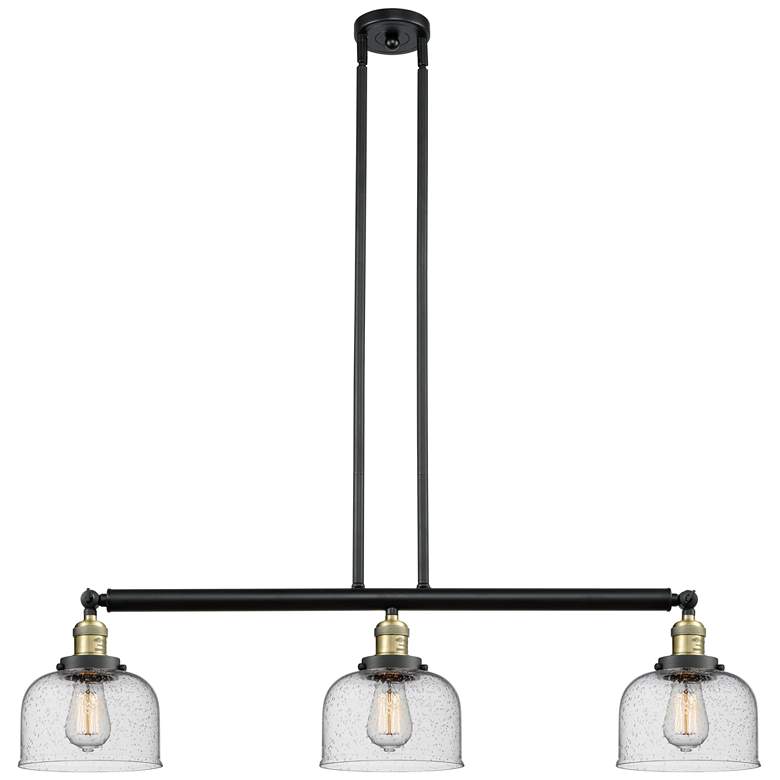 Image 1 Bell 41" 3-Light Black Antique Brass Stem Hung Island Light w/ Seedy S