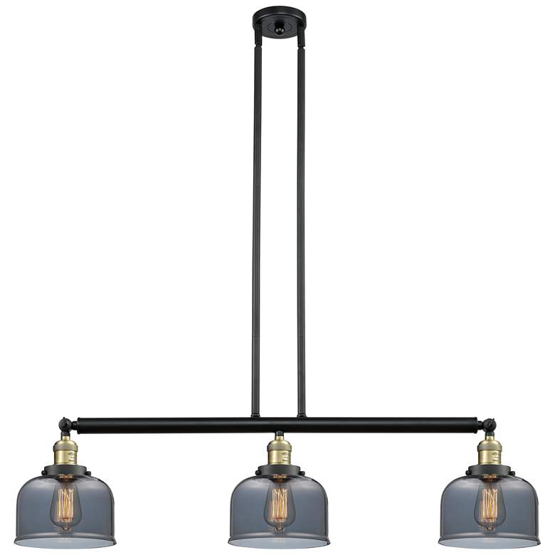 Image 1 Bell 41" 3-Light Black Antique Brass Stemmed Island Light w/ Smoke Sha