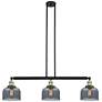 Bell 41" 3-Light Black Antique Brass Stemmed Island Light w/ Smoke Sha