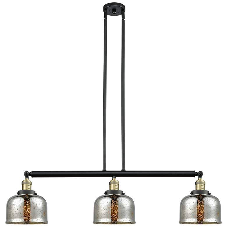 Image 1 Bell 41" 3-Light Black Brass Stemmed Island Light w/ Mercury Shade