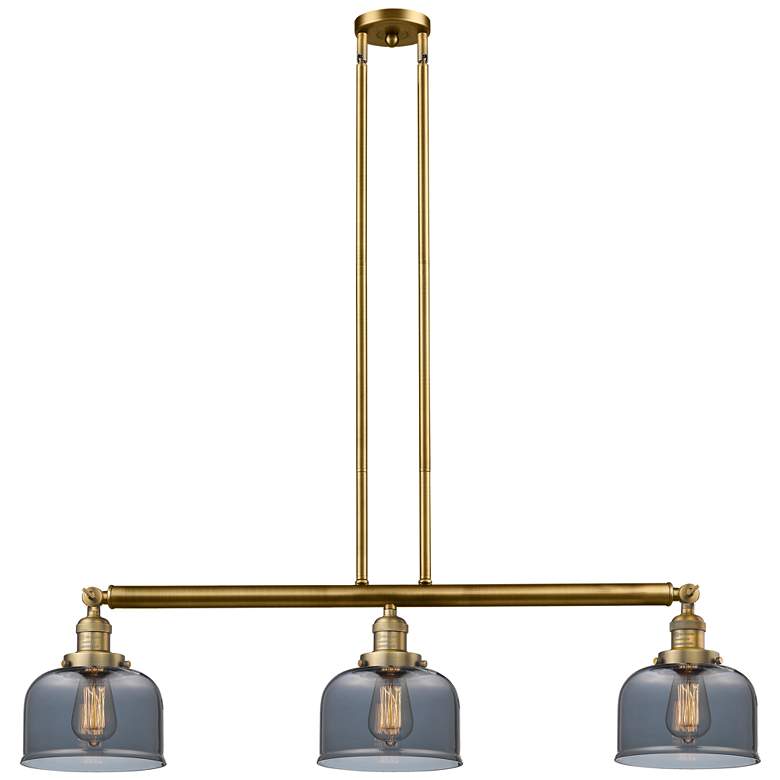 Image 1 Bell 41" 3-Light Brushed Brass Stem Hung Island Light w/ Plated Smoke