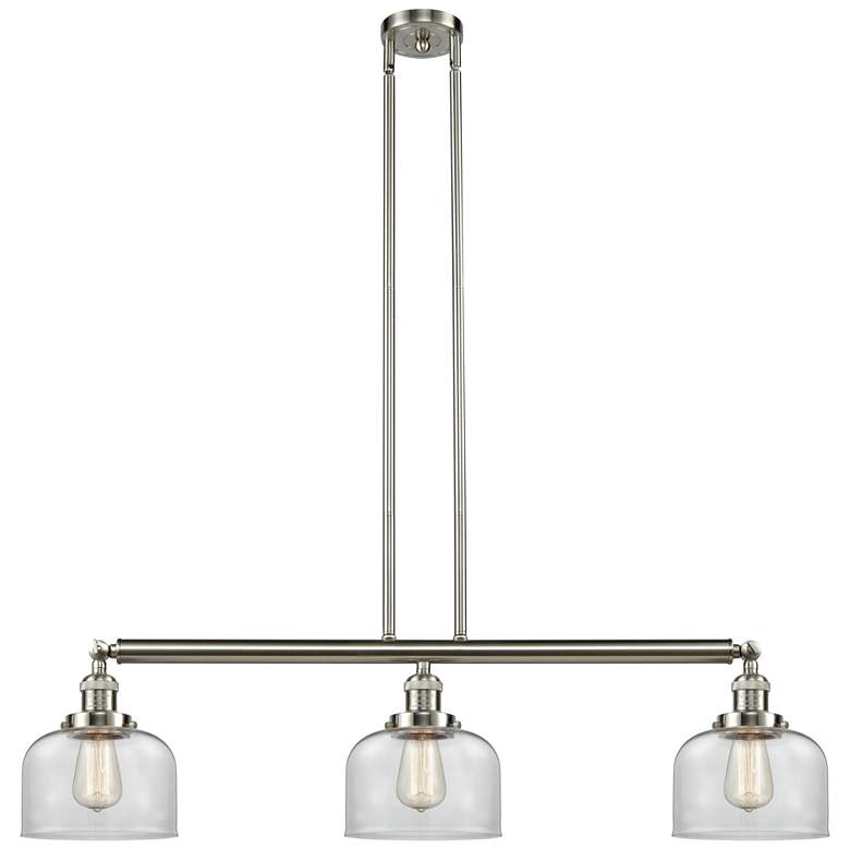 Image 1 Bell 41" 3-Light Brushed Satin Nickel Stem Hung Island Light w/ Clear