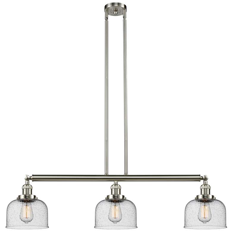 Image 1 Bell 41" 3-Light Brushed Satin Nickel Stem Hung Island Light w/ Seedy