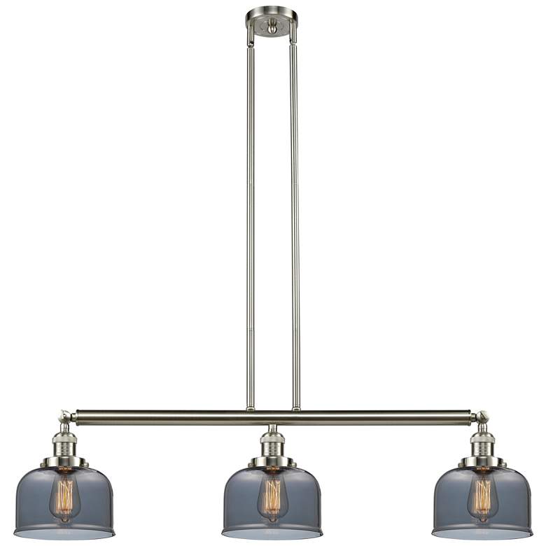 Image 1 Bell 41" 3-Light Brushed Satin Nickel Stemmed Island Light w/ Smoke Sh
