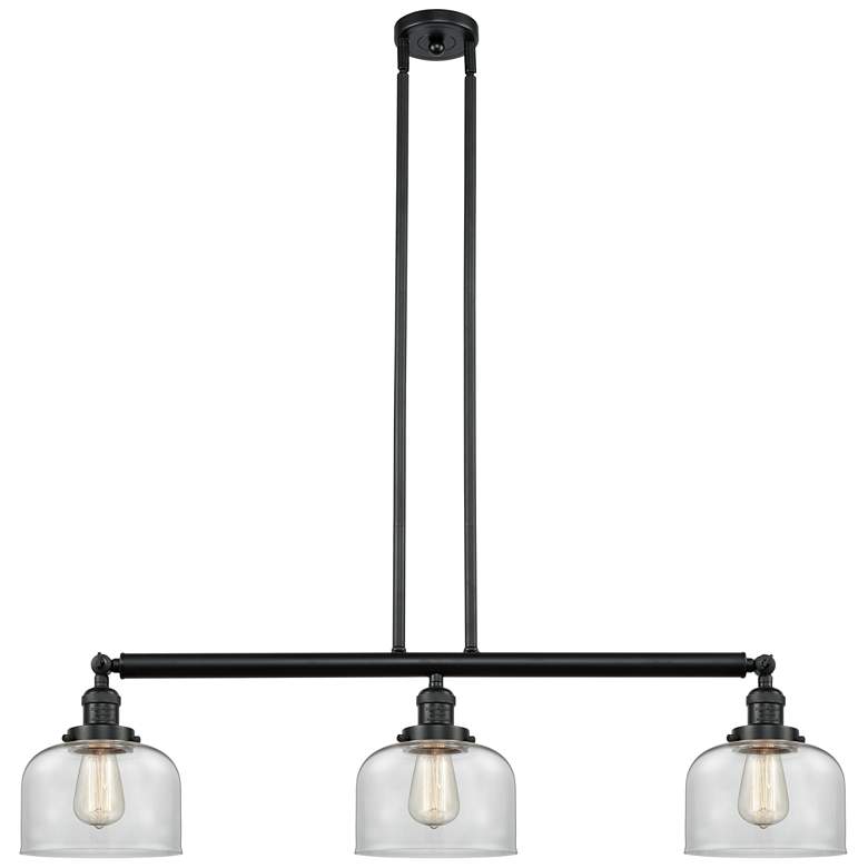 Image 1 Bell 41" 3-Light Matte Black Stem Hung Island Light w/ Clear Shade