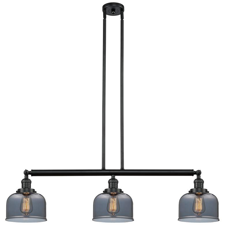 Image 1 Bell 41" 3-Light Matte Black Stem Hung Island Light w/ Plated Smoke Sh