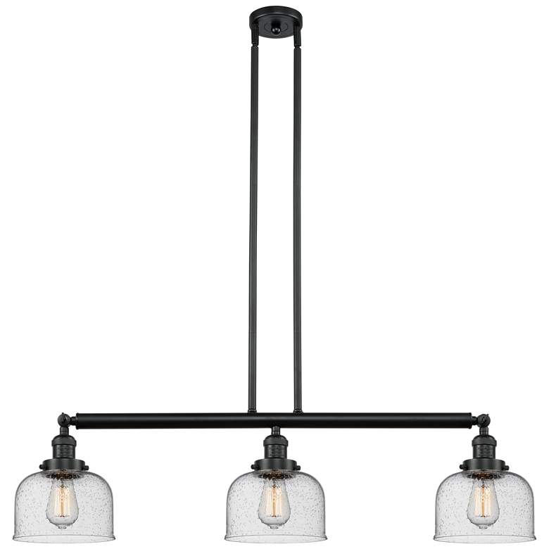 Image 1 Bell 41" 3-Light Matte Black Stem Hung Island Light w/ Seedy Shade