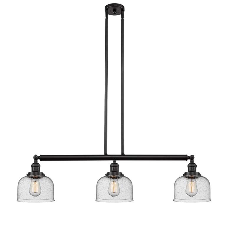 Image 5 Bell 41" 3-Light Oil Rubbed Bronze Stem Hung Island Light w/ Seedy Sha more views