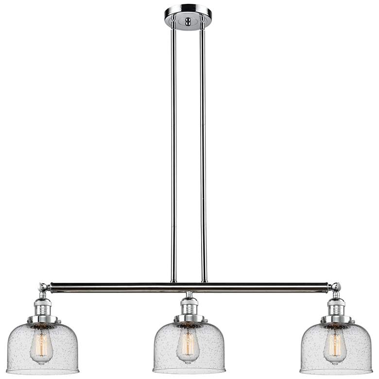 Image 1 Bell 41" 3-Light Polished Chrome Stem Hung Island Light w/ Seedy Shade