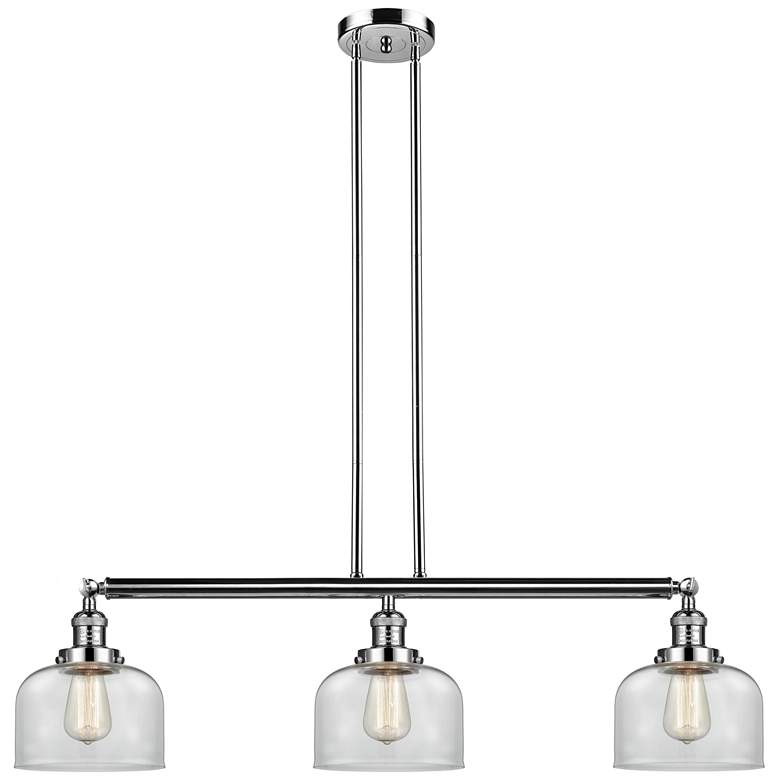 Image 1 Bell 41" 3-Light Polished Nickel Stem Hung Island Light w/ Clear Shade