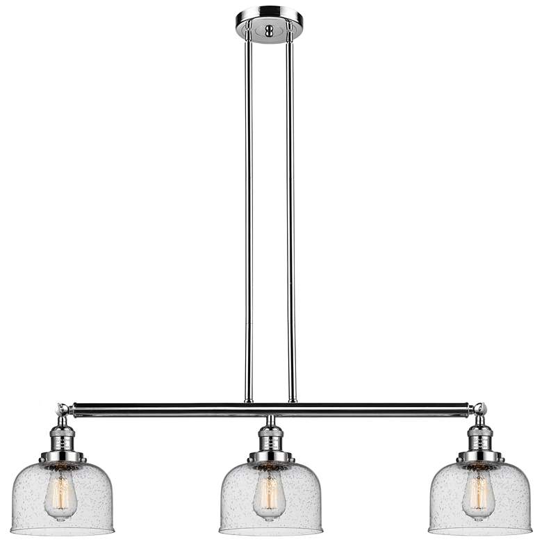 Image 1 Bell 41" 3-Light Polished Nickel Stem Hung Island Light w/ Seedy Shade