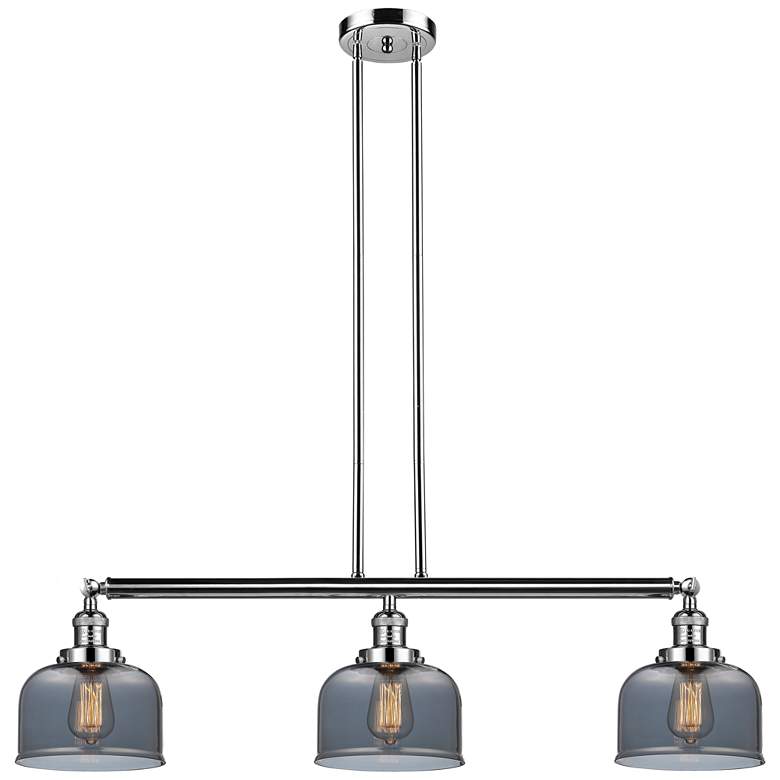 Image 1 Bell 41" 3-Light Polished Nickel Stemmed Island Light w/ Smoke Shade