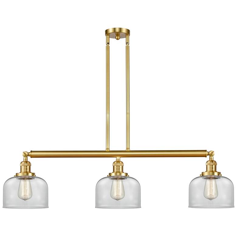Image 1 Bell 41" 3-Light Satin Gold Stem Hung Island Light w/ Clear Shade