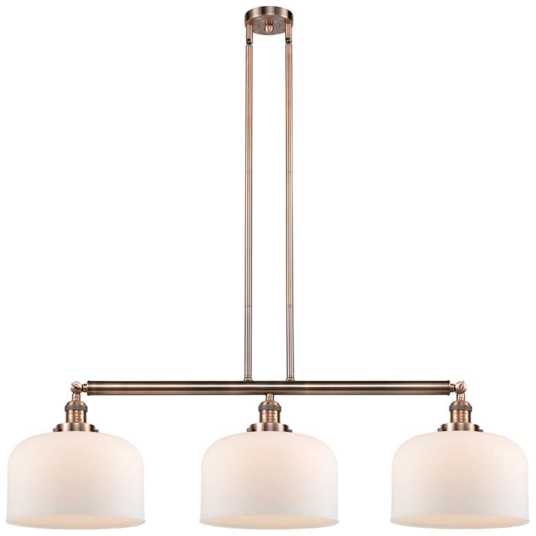 Image 1 Bell 42" 3-Light Antique Copper Stem Hung Island Light w/ Matte White