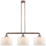 Bell 42" 3-Light Antique Copper Stem Hung Island Light w/ Matte White
