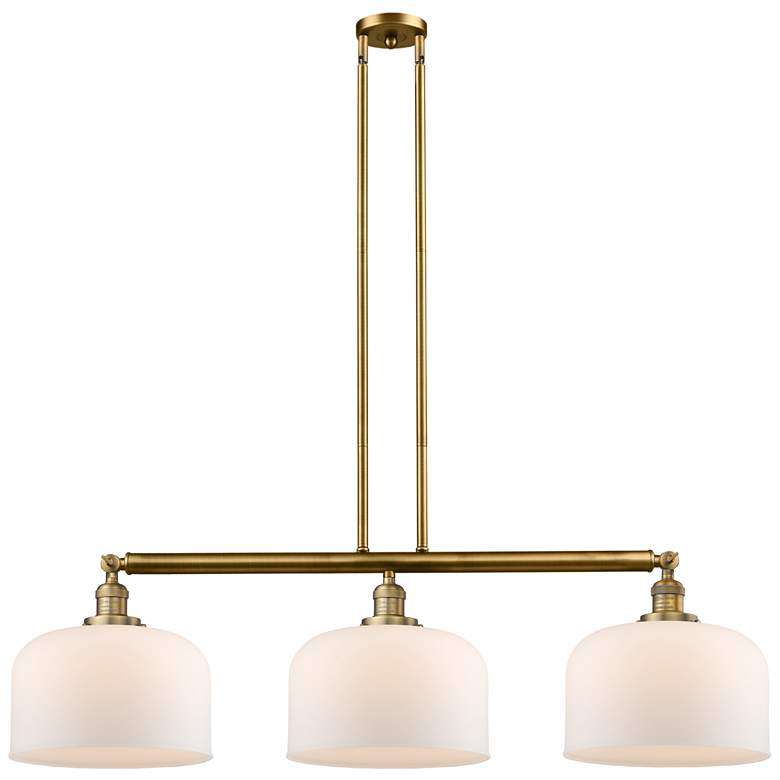 Image 1 Bell 42" 3-Light Brushed Brass Stem Hung Island Light w/ Matte White S