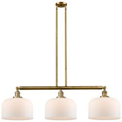 Bell 42" 3-Light Brushed Brass Stem Hung Island Light w/ Matte White S