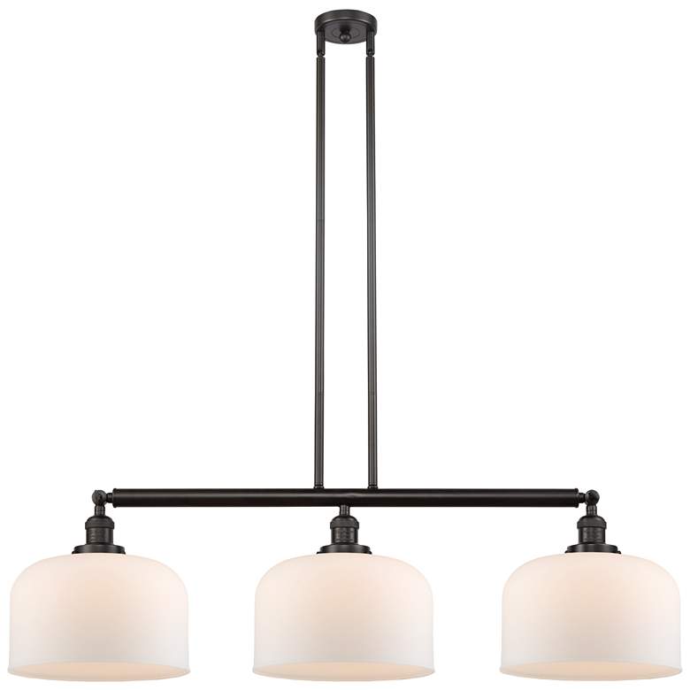 Image 1 Bell 42" 3-Light Oil Rubbed Bronze Stem Hung Island Light w/ White Sha