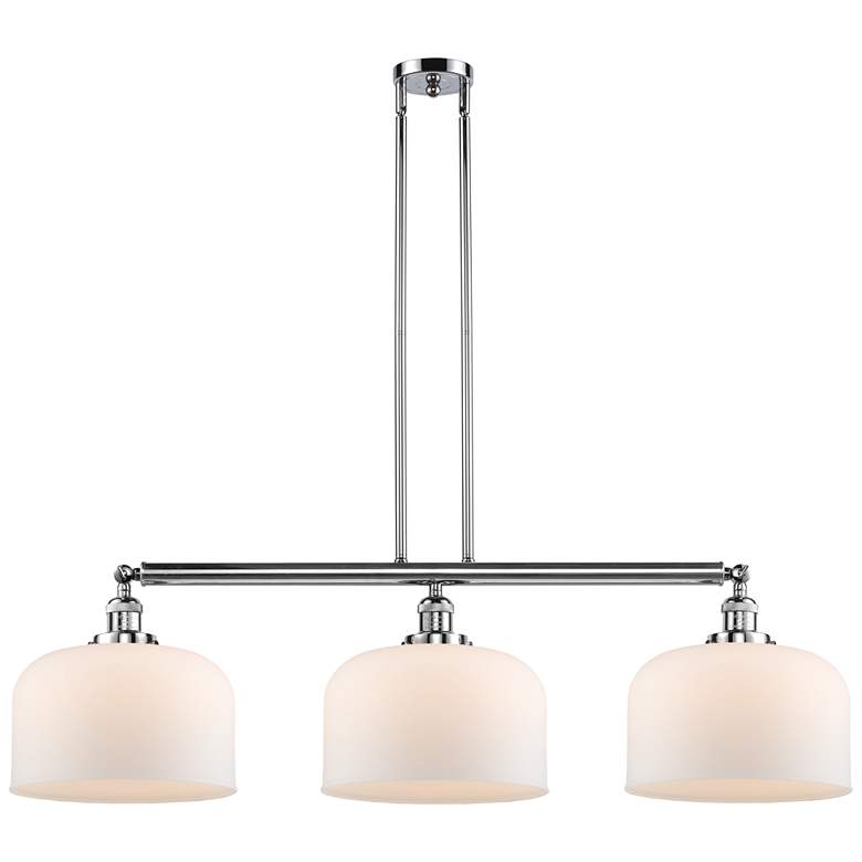 Image 1 Bell 42" 3-Light Polished Chrome Stem Hung Island Light w/ White Shade