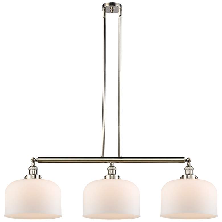 Image 1 Bell 42" 3-Light Polished Nickel Stem Hung Island Light w/ White Shade