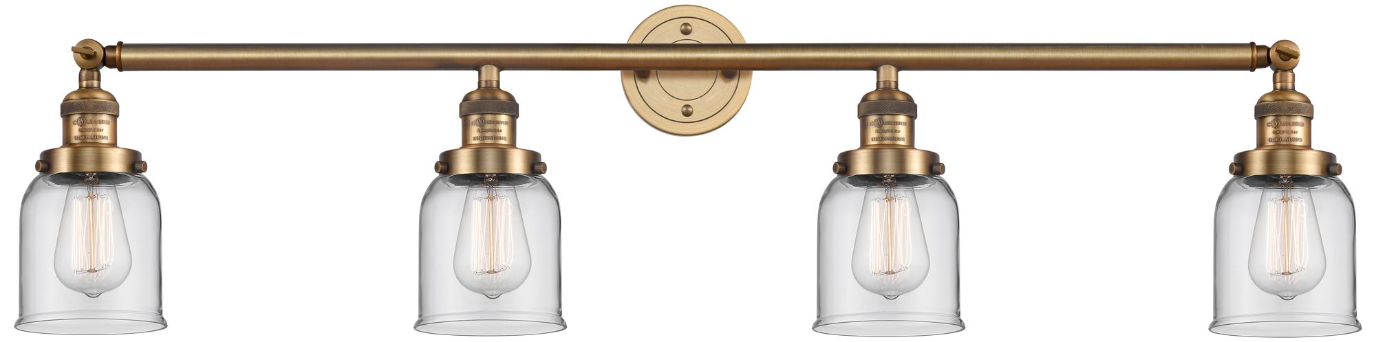 Bell 42" Wide 4 Light Brushed Brass Bath Vanity Light w/ Clear Shade