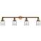 Bell 42" Wide 4 Light Brushed Brass Bath Vanity Light w/ Clear Shade