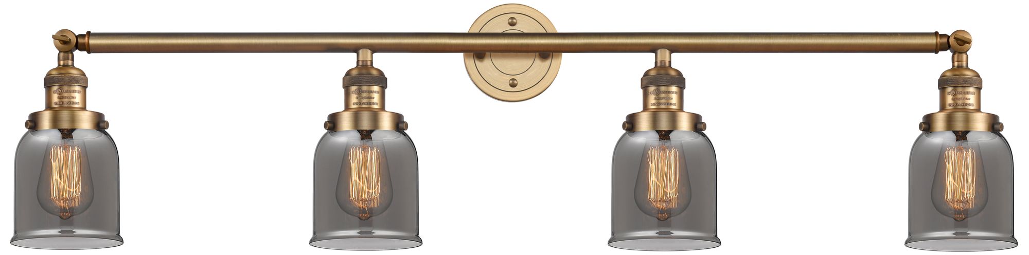 Bell 42" Wide 4 Light Brushed Brass Bath Vanity Light w/ Plated Smoke