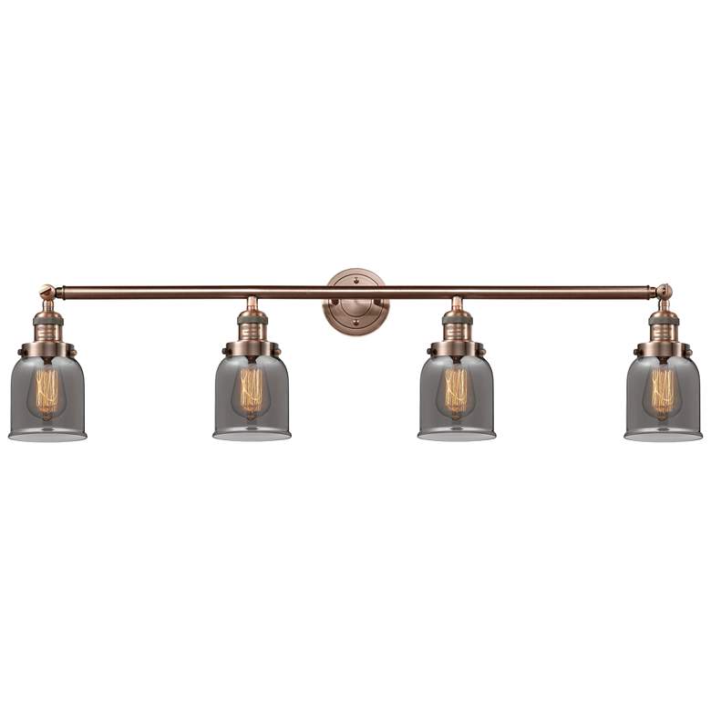 Image 1 Bell 42" Wide 4 Light Copper Bath Vanity Light w/ Plated Smoke Shade