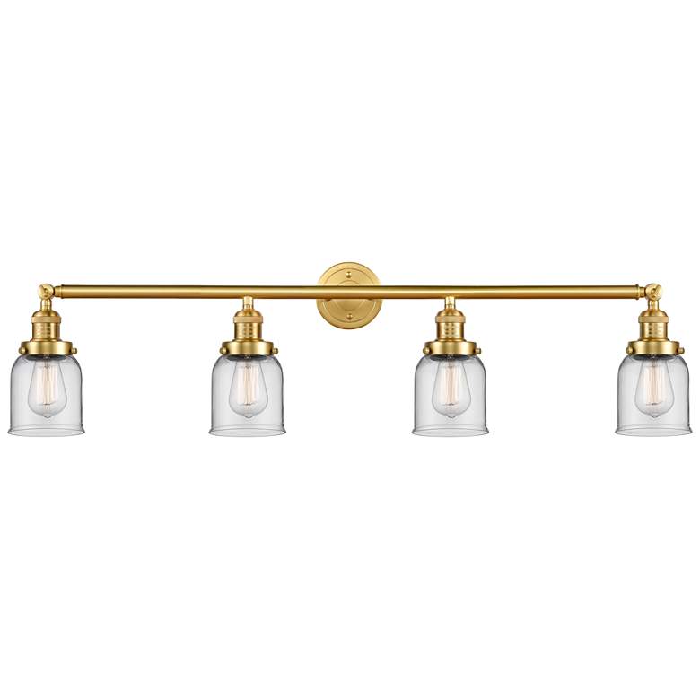 Image 1 Bell 42" Wide 4 Light Satin Gold Bath Vanity Light w/ Clear Shade