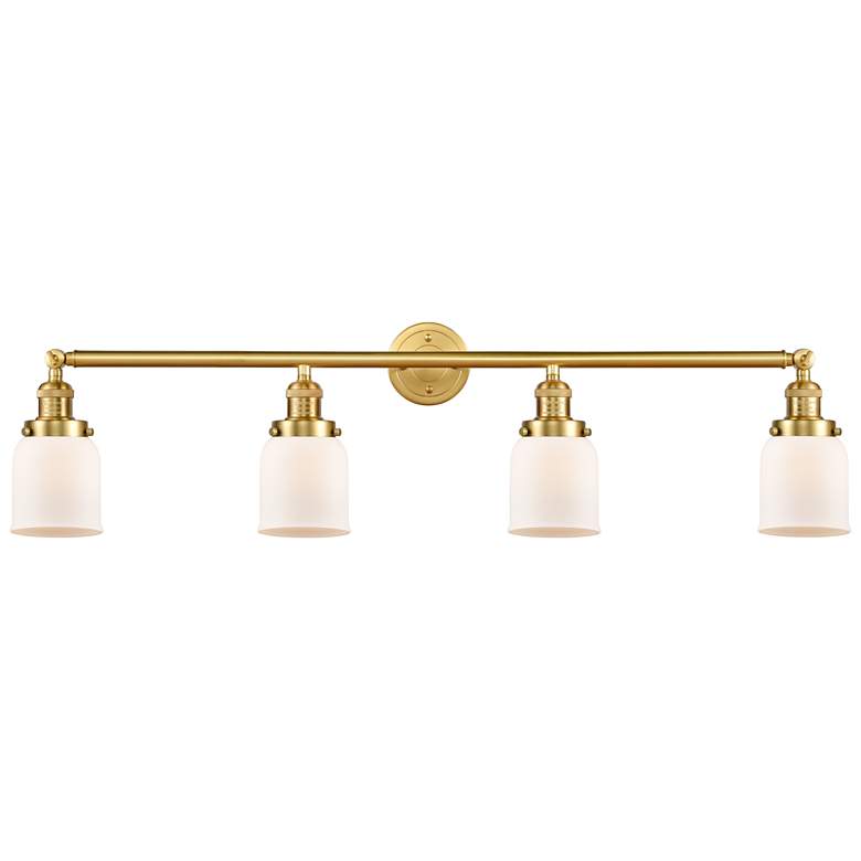 Image 1 Bell 42" Wide 4 Light Satin Gold Bath Vanity Light w/ Matte White Shad