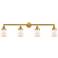 Bell 42" Wide 4 Light Satin Gold Bath Vanity Light w/ Matte White Shad