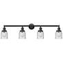 1_Bell 42" Wide Matte Black 4-Light Bath Light w/ Clear Shade