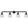 Bell 42" Wide Matte Black 4-Light Bath Light w/ Clear Shade