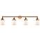 Bell 42"W Brushed Brass 4-Light Bath Light w/ White Glass